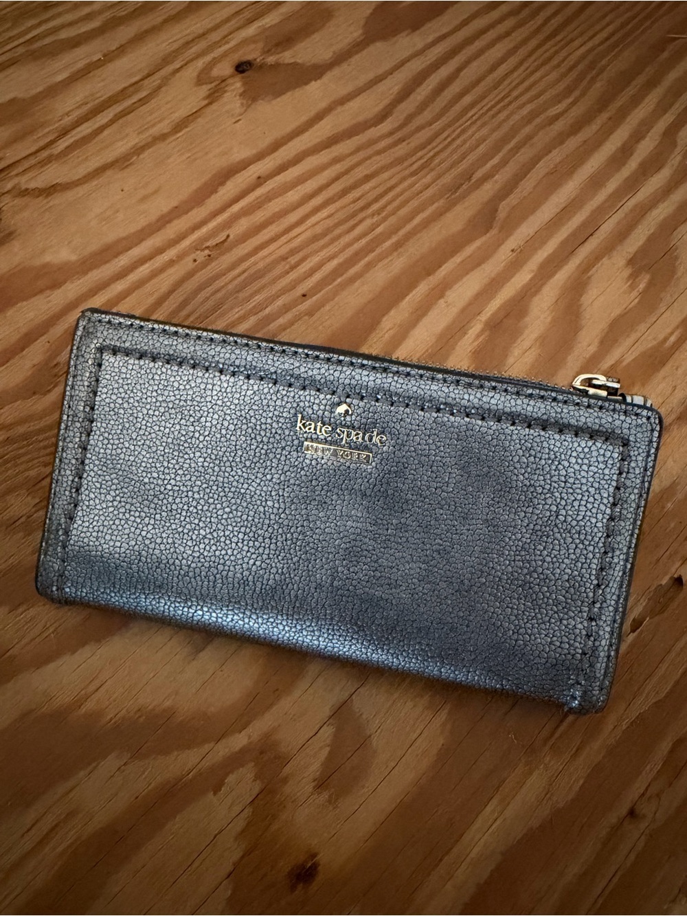 kate spade Metallic Silver Textured Wallet